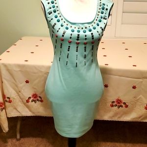 Light teal backless dress